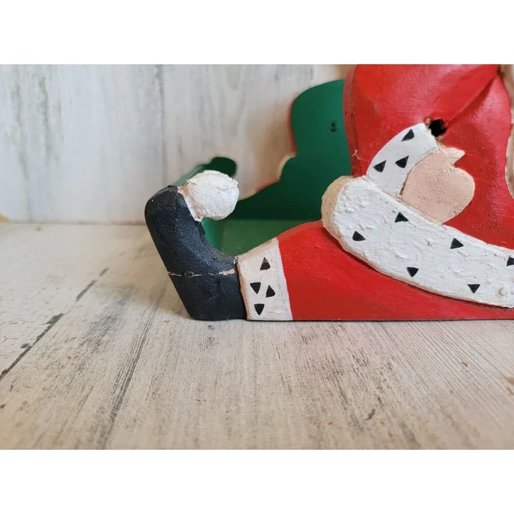 Vintage wooden Santa claus carrying box home decor xmas‎